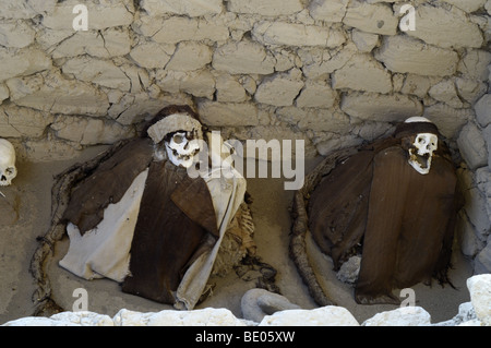 Nazca mummia nel cimitero di Chauchilla, Perù Foto Stock