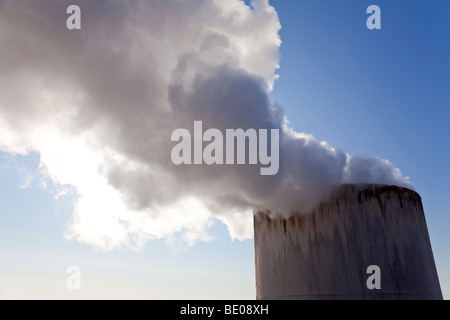 Immagine ravvicinata di vapore o fumo proveniente dalla parte superiore di un camino. Foto Stock