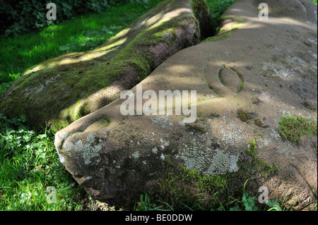 "Cypher pezzo', (dettaglio). Outdoor scultura in pietra da Francesca Pelly. Lazonby, Cumbria, England, Regno Unito, Europa. Foto Stock