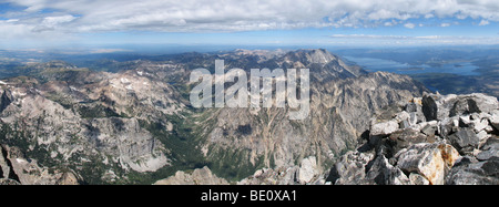 Panorama dalla vetta del Grand Teton guardando a nord Foto Stock