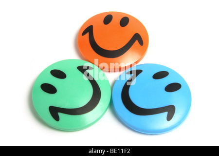 Smiley magneti per il frigo Foto Stock