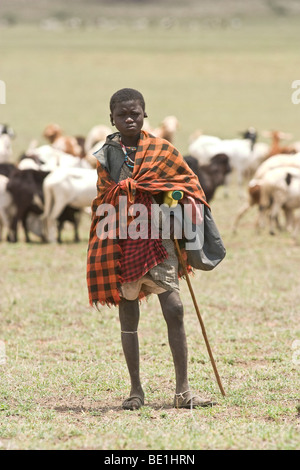 Masai pastore, Tanzania Foto Stock