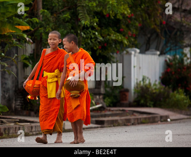 I giovani monaci buddisti Luang Prabang Laos Foto Stock