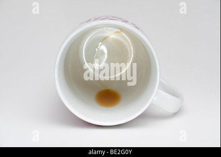 Dreg di tè in una tazza bianca Foto Stock