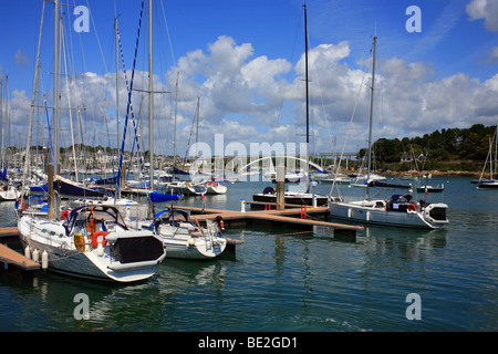 Barche nel porto di Porto, La Trinite Sur Mer, del Morbihan, della Britannia, Francia, Europa Foto Stock