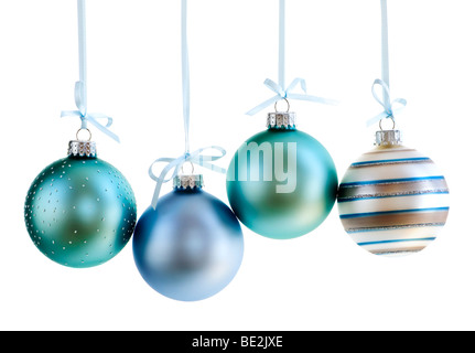 Varie decorazione di Natale appeso isolato su bianco Foto Stock