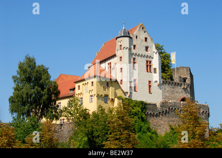 Muro di difesa e la grande sala, Old Castle Alzenau in Bassa Franconia, Spessart, Baviera, Germania, Europa Foto Stock