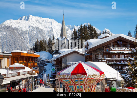 Courchevel 1850 ski resort in tre valli, Les Trois Vallees, Savoie, sulle Alpi francesi, Francia Foto Stock