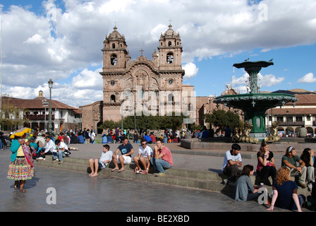 La Compania de Jesus, Chiesa gesuita, Plaza de Armas, centro storico, Cusco, Perù, Sud America, America Latina Foto Stock