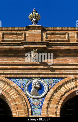 Dettaglio, colonna, Plaza de Espana a Siviglia, in Andalusia, Spagna, Europa Foto Stock