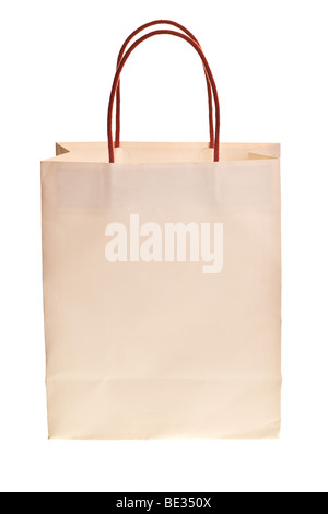 White shopping bag con maniglie rosse isolato su sfondo bianco Foto Stock