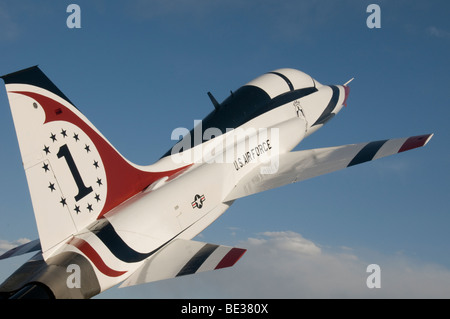 T-38 US Air Force Thunderbirds precisione team volo aereo #1 vola su Cleveland durante la Giornata del Lavoro Cleveland Air Show. Foto Stock