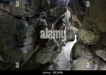 Lammeroefen, Lammerklamm gorge, Dunkle Klamm Dark Gorge, fiume Lammer, Scheffau, Tennengebirge montagne, Land Salzburg, Salzbu Foto Stock