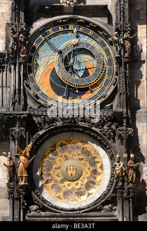 Dettaglio dell'orologio astronomico di Praga, CZ Foto Stock