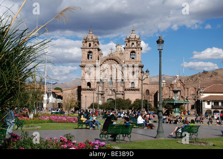 La Compania de Jesus, Chiesa gesuita, Plaza de Armas, centro storico, Cusco, Perù, Sud America, America Latina Foto Stock