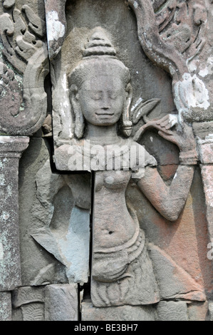 Apsara, Banteay Kdei tempio complesso, Angkor, Cambogia, Asia Foto Stock