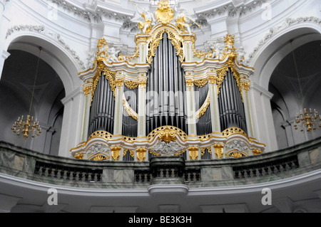 Organo nella cattedrale, ex-cattolica Hofkirche, Chiesa di Corte, Dresda, Sassonia, Germania, Europa Foto Stock