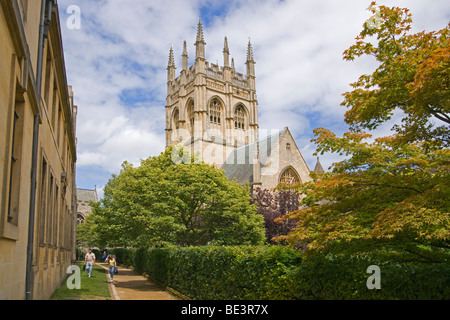 Merton College Chiesa dall uomo morto a piedi, Oxford University, Cotswolds, Inghilterra, Foto Stock