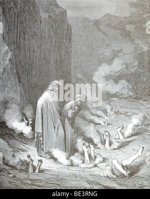 Gustave Dore illustrazione dell 'l'Simonists' dalla Divina Commedia di Dante Foto Stock