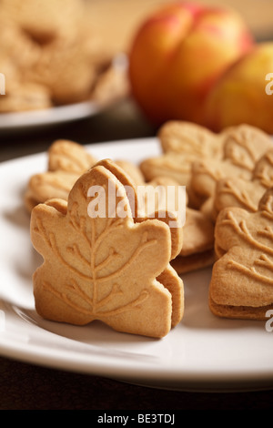 Riempite i cookie con Acero design su piastra bianca Foto Stock