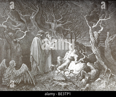 Gustave Dore illustrazione dell 'i suicidi' dalla Divina Commedia di Dante Foto Stock