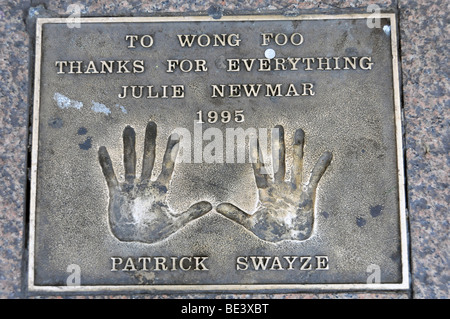 Patrick Swayze, placca con palm stampe, Leicester Square, London, England, Regno Unito, Europa Foto Stock