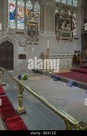 Shakespeare's grave, tomba, Chiesa della Santa Trinità, Stratford Upon Avon, Warwickshire, Inghilterra, Luglio 2009 Foto Stock