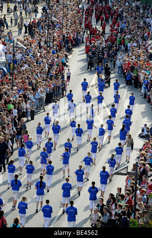 Internazionale di Ginnastica tedesco Festival 2009 processione, musicisti, Frankfurt am Main, Hesse Foto Stock