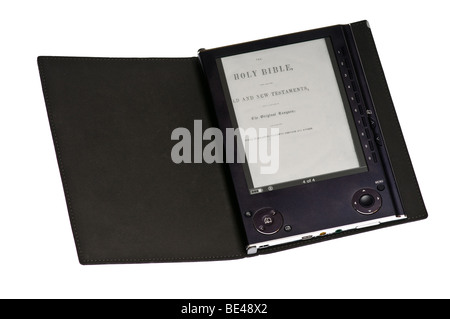 Portable book reader (ebook) isolato su bianco Foto Stock