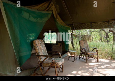 Tenda, Mashatu tenda Camp, Riserva di Mashatu, Tuli Block, Botswana Foto Stock