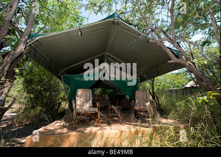 Tenda, Mashatu tenda Camp, Riserva di Mashatu, Tuli Block, Botswana Foto Stock