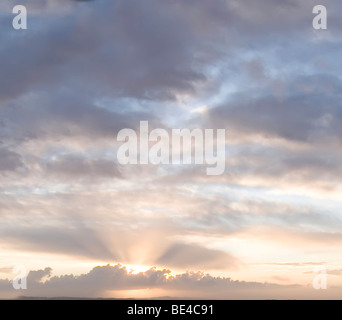 Alba/tramonto cielo di nuvole e raggi di sole/travi Foto Stock