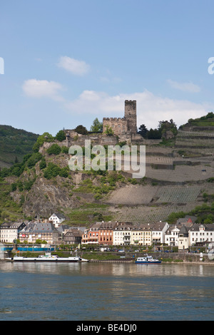 Burg Gutenfels Castello, Kaub, Renania-Palatinato, Germania, Europa Foto Stock