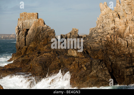 Vista sulla costa rocciosa di Isola di Ouessant, punto creach, Bretagna, Finisterre,Francia Foto Stock