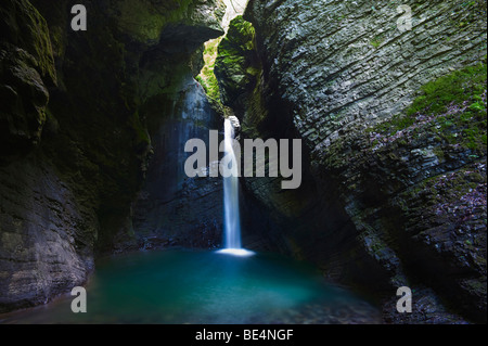 Kozjak Slap, cascata, vicino a Kobarid, Slovenia, Europa Foto Stock