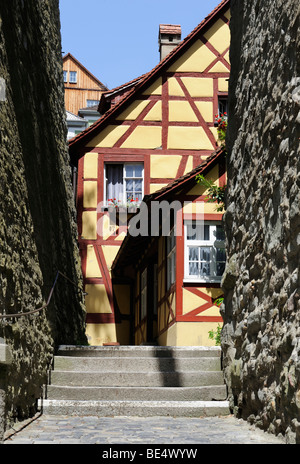Dettaglio di una casa in legno e muratura, Meersburg, Lago di Costanza, Baden-Wuerttemberg, Germania, Europa Foto Stock