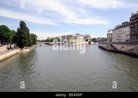 Vista dal Pont des Art ponte sulla Senna, ponte vicino al Pont Neuf a Parigi, in Francia, in Europa Foto Stock
