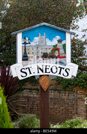 Segno come si entra nel Cambridgeshire cittadina di St Neots Foto Stock