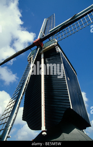 Gristmill De mettere, replica di un ex mulino a vento, Galgewater, Leiden, provincia di South Holland, Zuid-Holland, Paesi Bassi, Benel Foto Stock