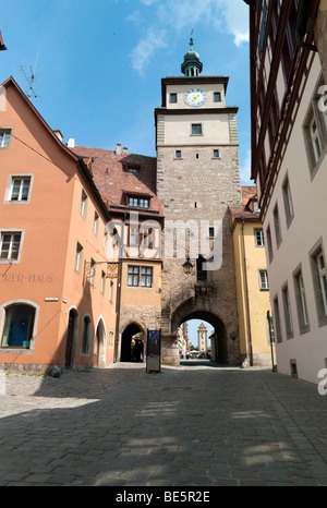 Torre Bianca, interno mura, Rothenburg ob der Tauber, Baviera, Germania, Europa Foto Stock