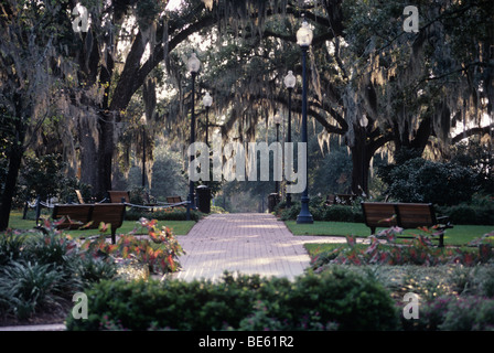 Un parco lungo Park Avenue nel centro di Tallahassee, Florida Foto Stock