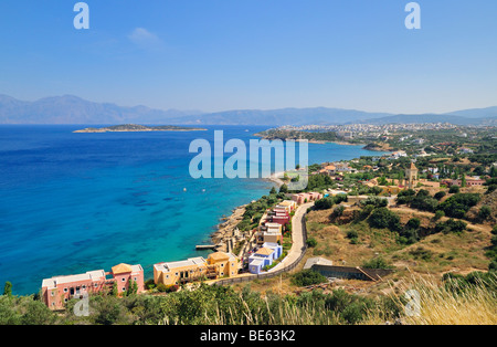 Vista di Agios Nikolaos o Ayios Nikolaos, Creta orientale, Creta, Grecia, Europa Foto Stock