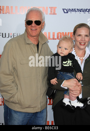 MALCOLM MCDOWELL SEAMUS MCDOWELL KELLEY MCDOWELL HALLOWEEN II LOS ANGELES PREMIERE LOS ANGELES CALIFORNIA CA USA 24 Agosto Foto Stock