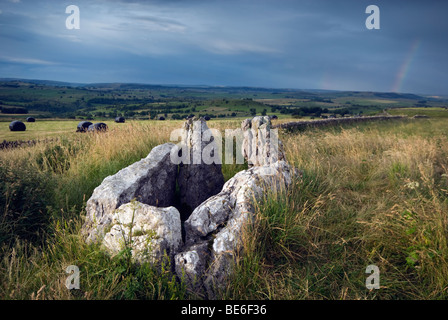 Cinque pozzi Chambered Cairn su Taddington Moor nel Derbyshire Foto Stock