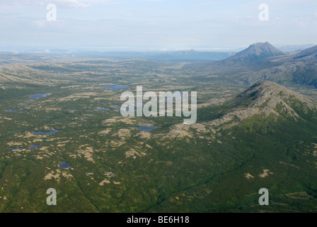 Parco Nazionale e Riserva di Katmai dall'aria, Alaska. Foto Stock