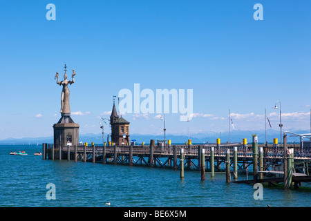 Imperia statua di Peter Lenk, Costanza, Lago di Costanza, Baden-Wuerttemberg, Germania, Europa Foto Stock