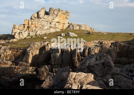 Isola di ouessant costa rocciosa paesaggio intorno creac"punto h, Bretagna, Finisterre, Francia Foto Stock