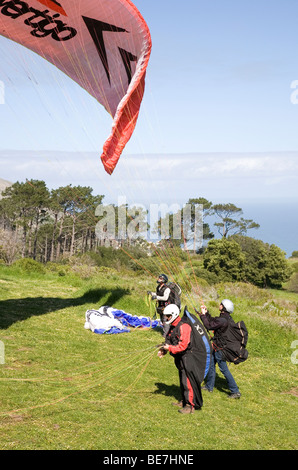 I parapendii sulla collina di segnale Foto Stock