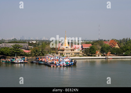 Tempio del Fiume Chao Praya, Bangkok, Thailandia, Asia Foto Stock