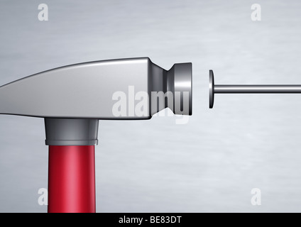 Colpisce il chiodo sulla testa - Den Nagel auf den Kopf treffen Foto Stock